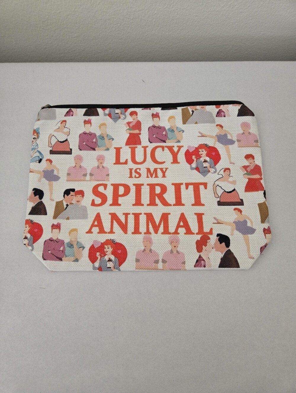 NWOT Lucy Is My Spirit Animal I Love Lucy Motif Cosmetic Pouch Lucille Ball